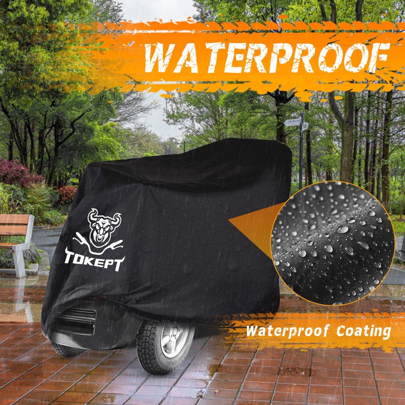 Tokept 420D Waterproof Scooter Cover Black Power Assisted Mobility Scooter Cover XL 56â€ - Image 4